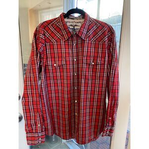Shirt by Shirt Red Plaid Pearl Snap 100% Cotton Western Shirt Size XL